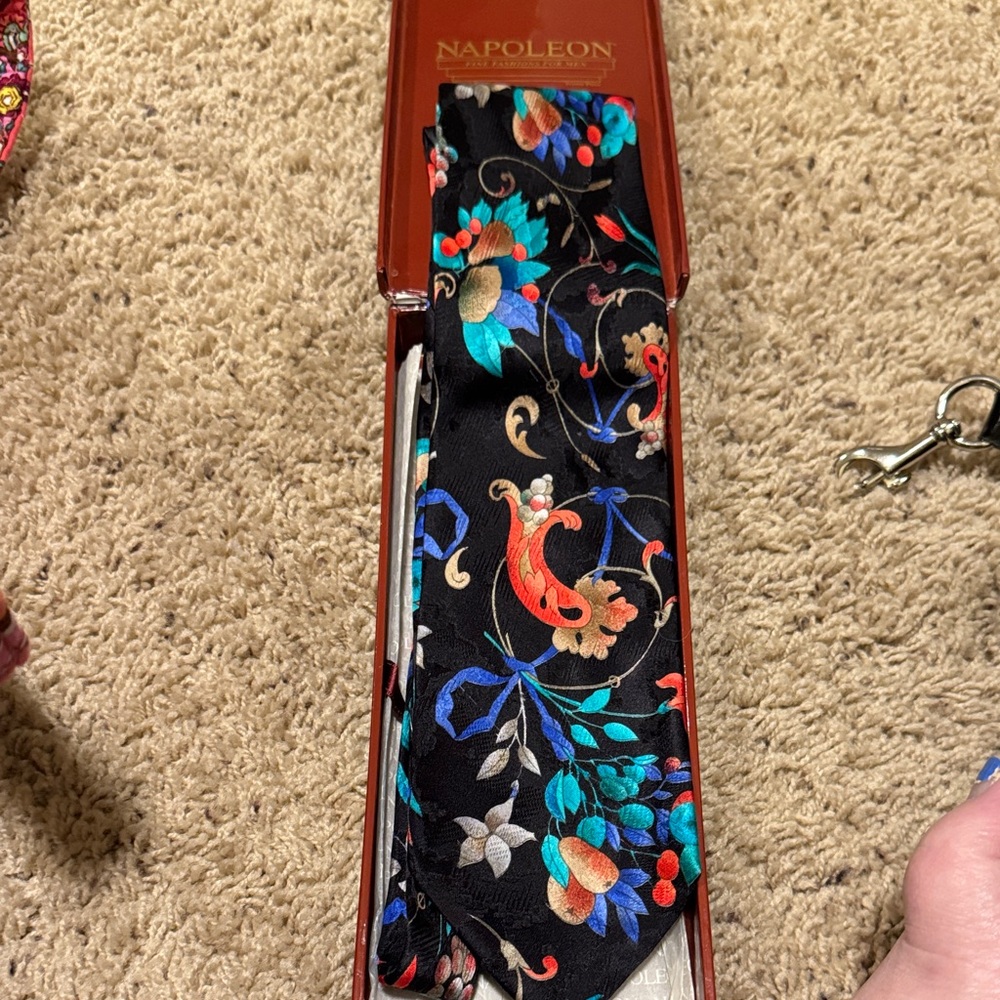 Black Floral Men's Tie by Napoleon